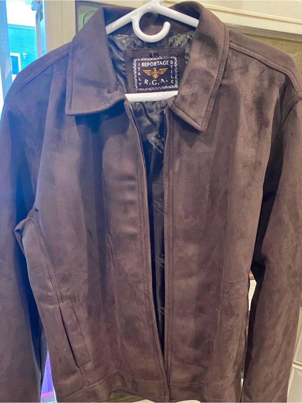 Reportate vintage Men's Brown Suede Jacket from Italy
